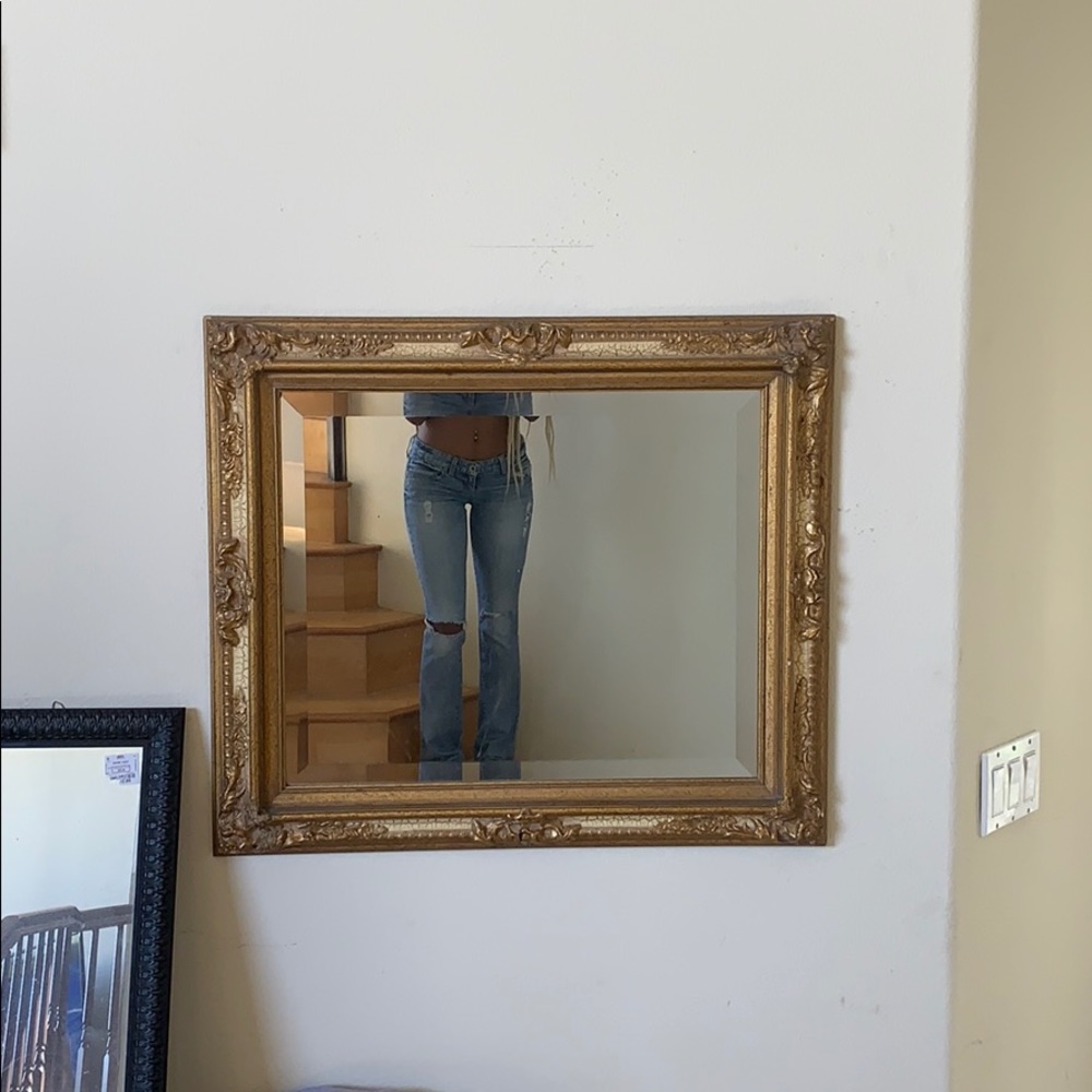 Distressed straight leg jeans